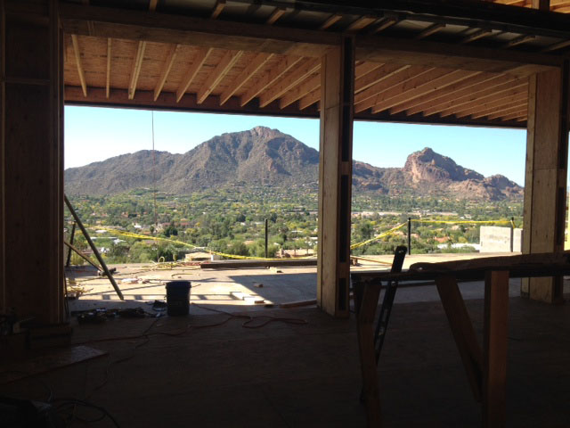 Fantastic view of Camelback Mountain through the framing of the main level.